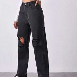 Shein Black Straight Leg Baggy Jeans Size XL